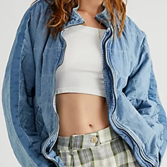 SOLD Free People Denim Dolman Jacket - Picture 3 of 9